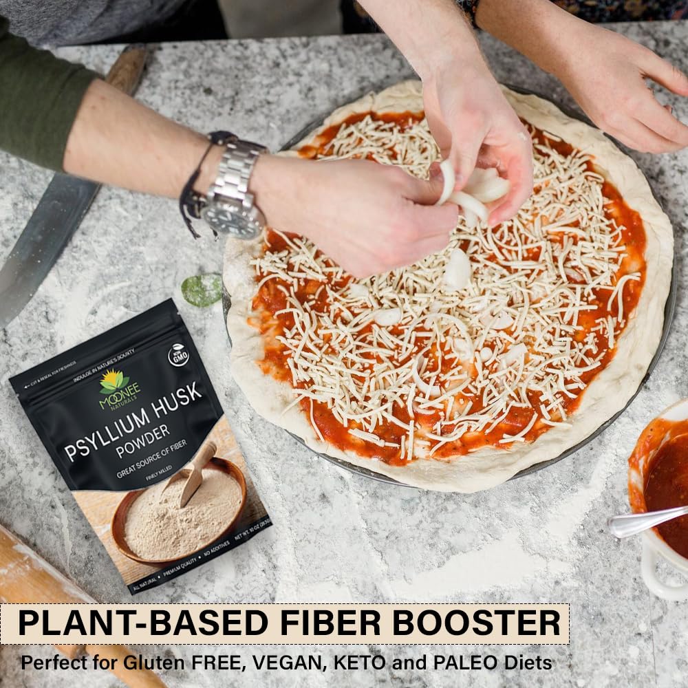 Moonee Naturals, cuenco con polvo psyllium para espesar salsas y sopas