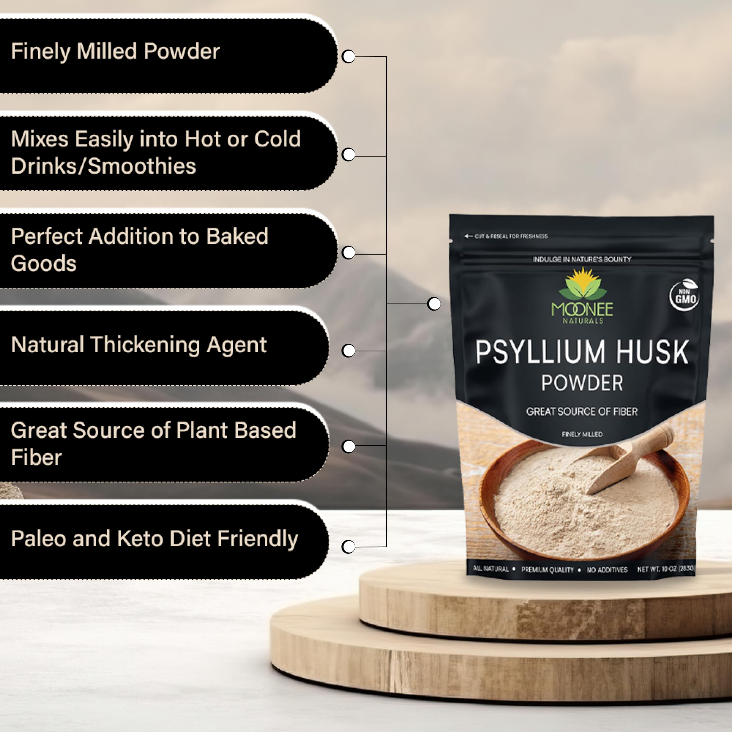Moonee Naturals, cuchara medidora para medir fibra en tus recetas