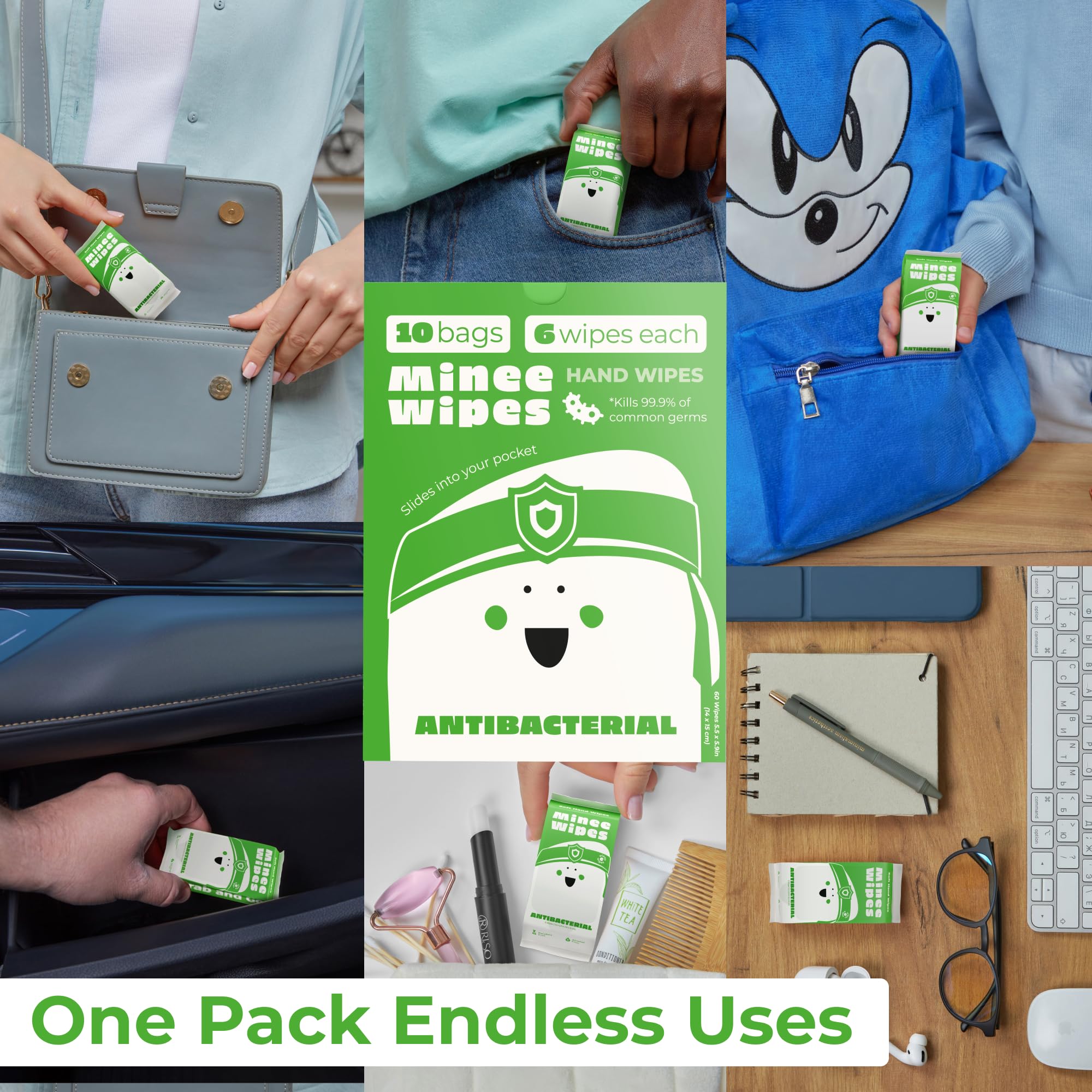 MOONIES paquete tamaño tarjeta de crédito con toallitas mini