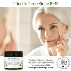 MoonMaid ProMeno Wild Yam Cream label highlighting organic formula