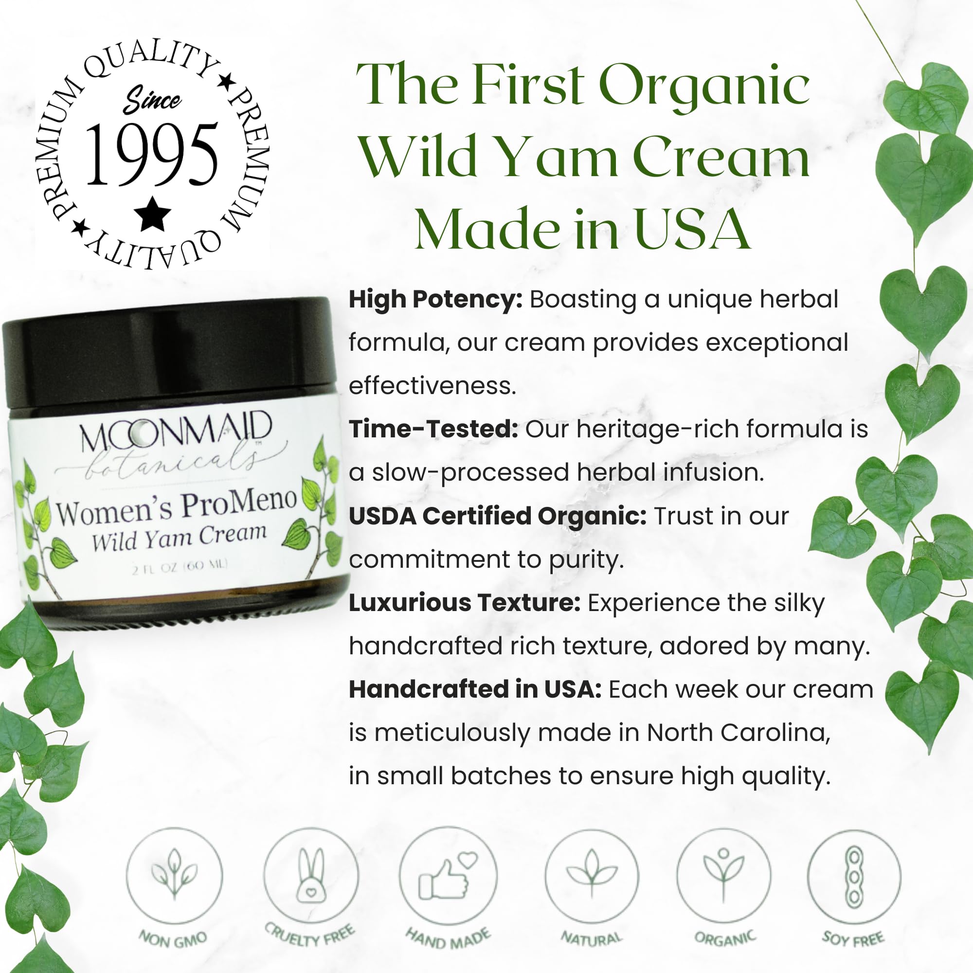 MoonMaid ProMeno Wild Yam Cream made in USA badge visible