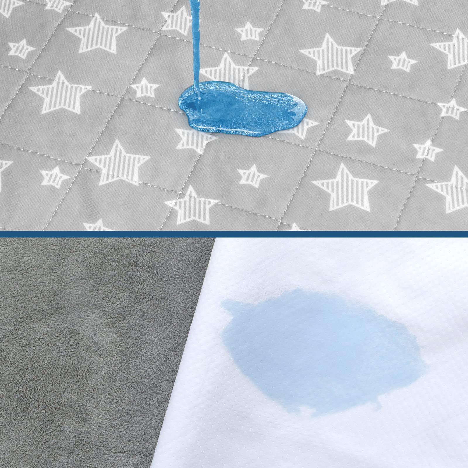Moonsea bed pads quilted top close-up shows soft, skin-friendly fabric.