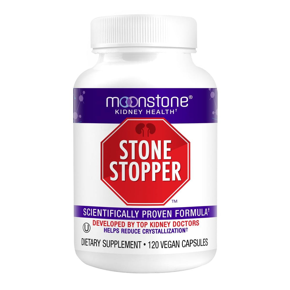 Moonstone Stone Stopper bottle shown for daily kidney health support.