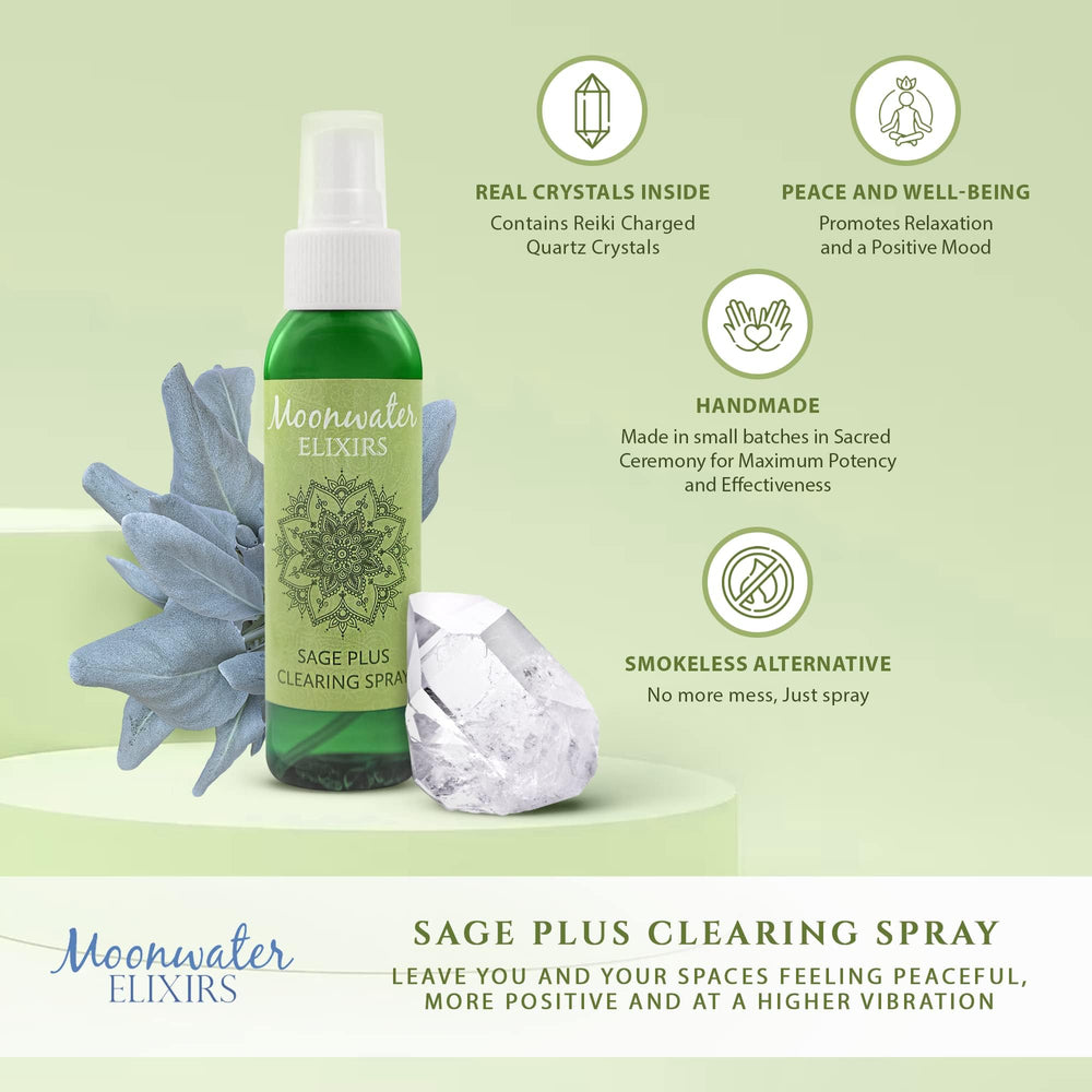 Moonwater Elixirs calming aromatherapy sage spray creates a serene scent