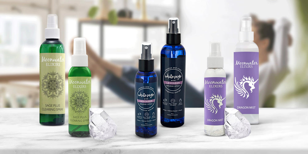 Moonwater Elixirs energy-cleansing sage spray suitable for home or office ambiance