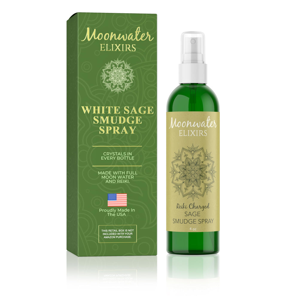 Moonwater Elixirs white sage spray bottle cleanses spaces of negative energy