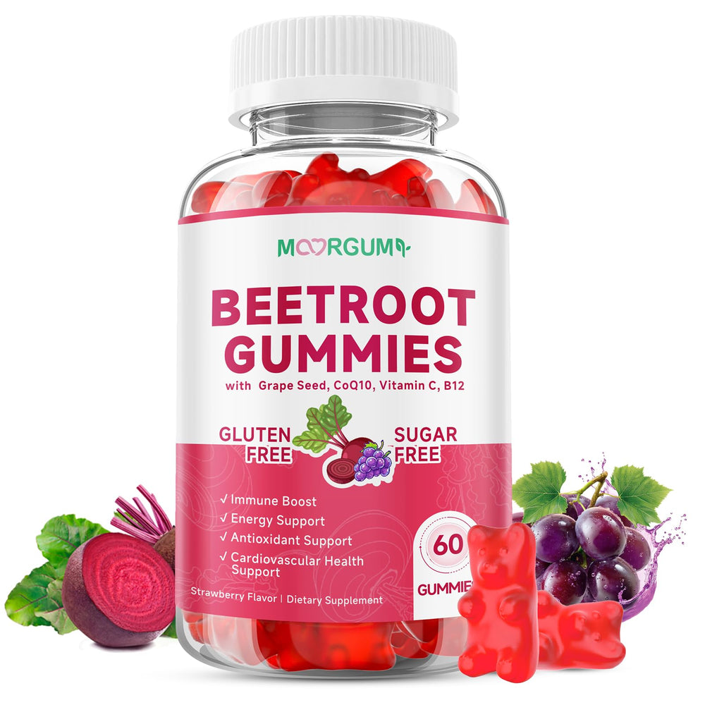 MOORGUMY Beetroot Gummies bottle for convenient daily wellness.