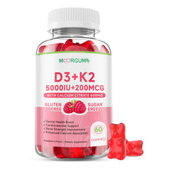 MOORGUMY vitamin D3 K2 gummies 5000IU D3 bottle for daily bone support