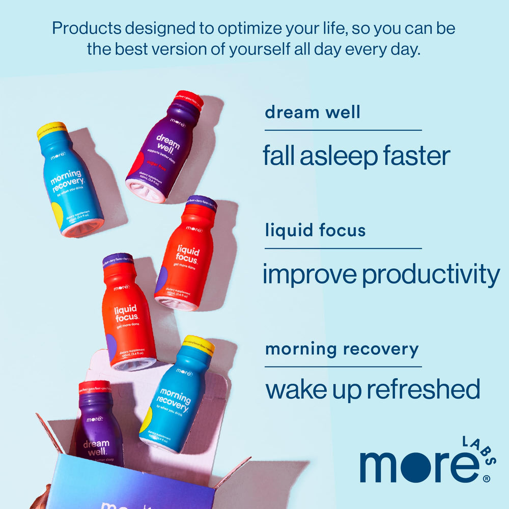 More Labs Dream Well label design emphasizes clean, vegan formula.