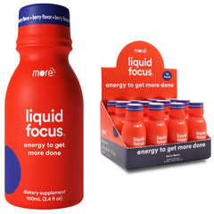More Labs Liquid Focus bottle closeup for quick focus and clean energy.