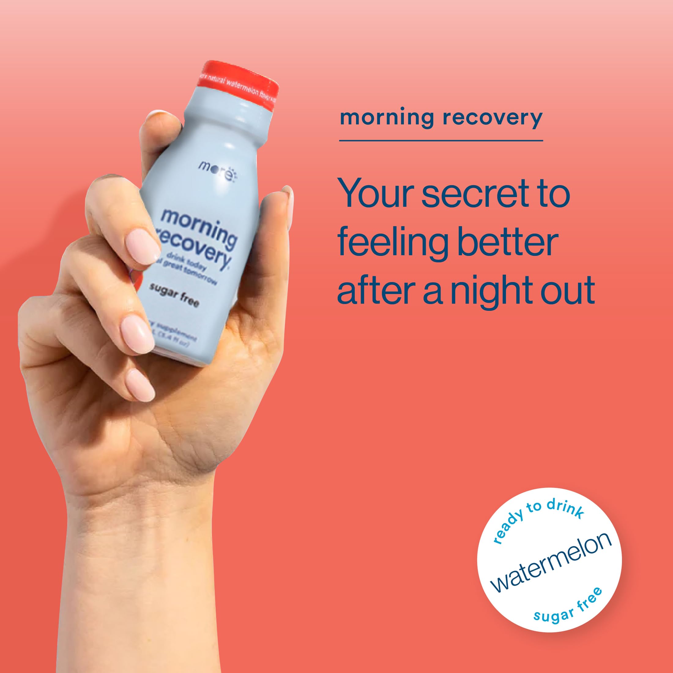Pouring More Labs Morning Recovery Watermelon to replenish electrolytes during social drinking.