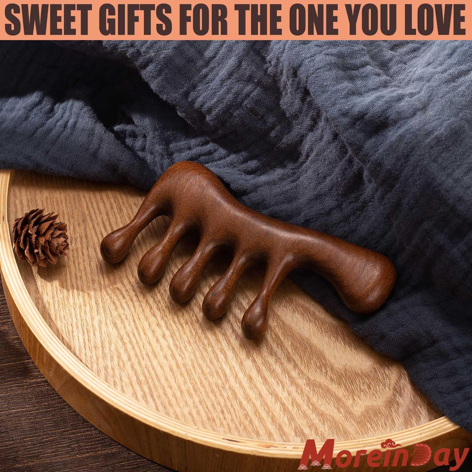 Moreinday Loc Comb stored in drawstring bag for travel-friendly use.