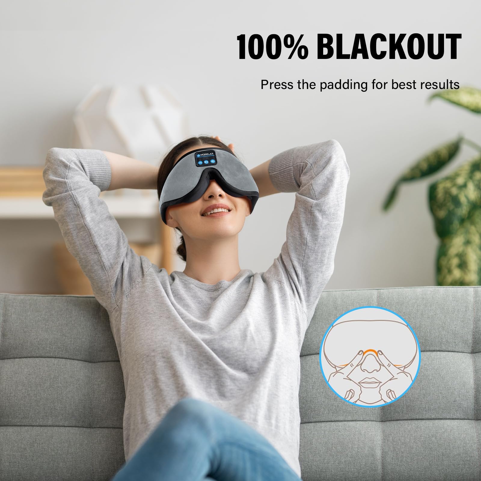 Morelax adjustable strap fits most heads without snagging hair