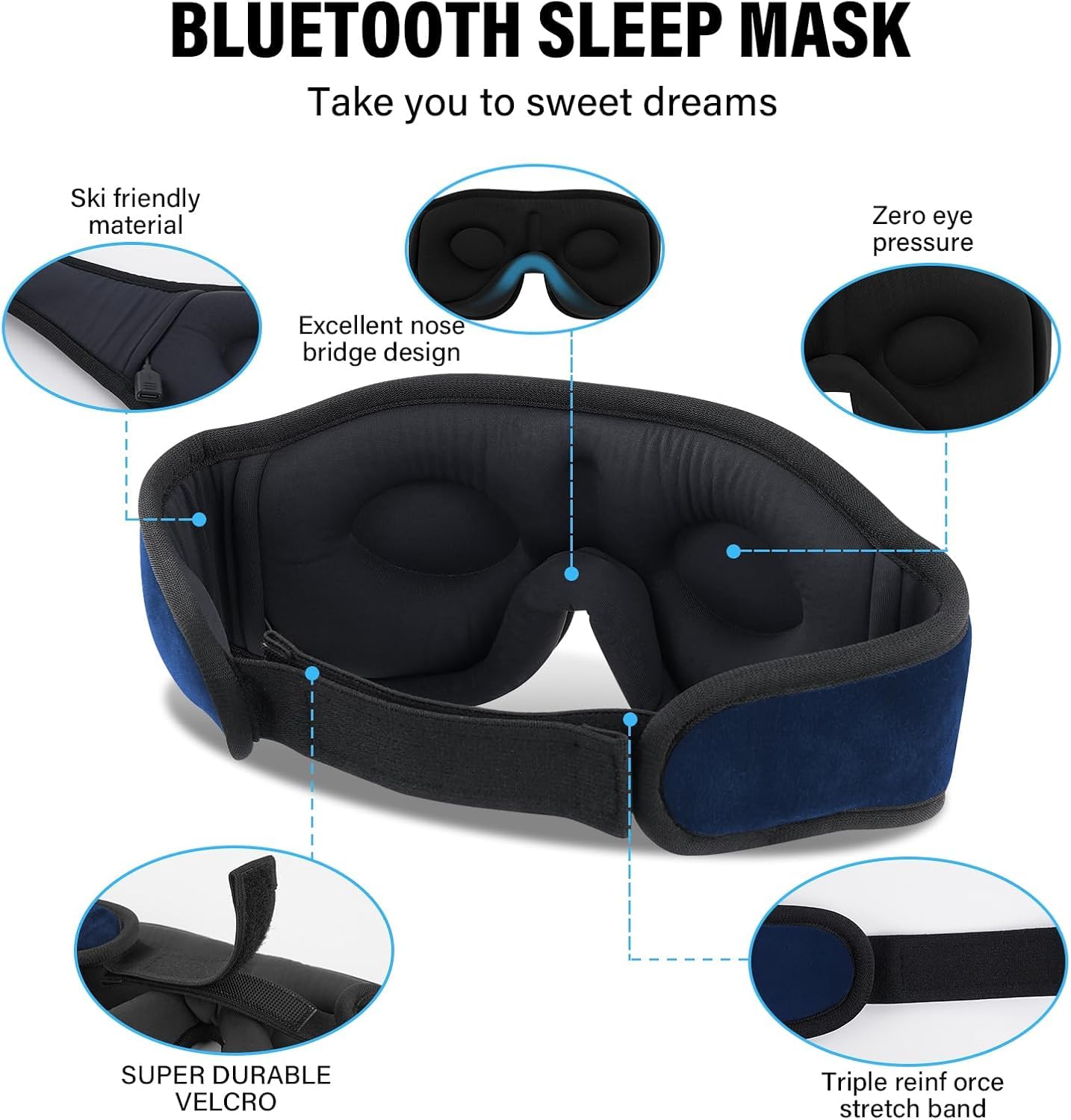 Morelax adjustable strap demonstrating secure fit for various head sizes.