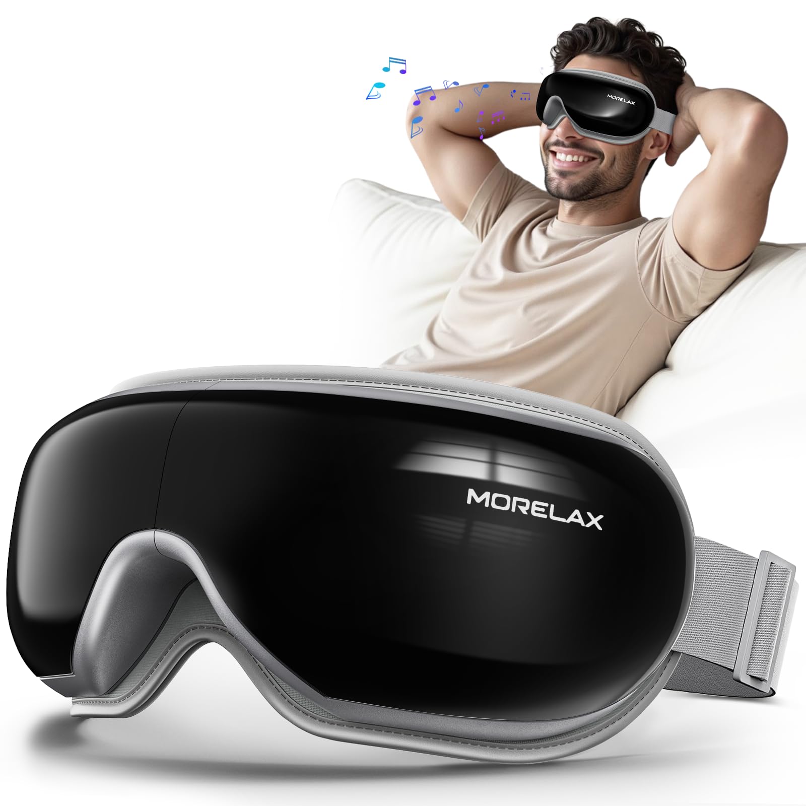 Morelax Eye Massager with heat therapy soothing eye strain after screens