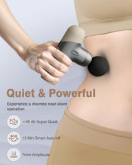 Morelax Mini Massage Gun flat head enables broad-area muscle relaxation.