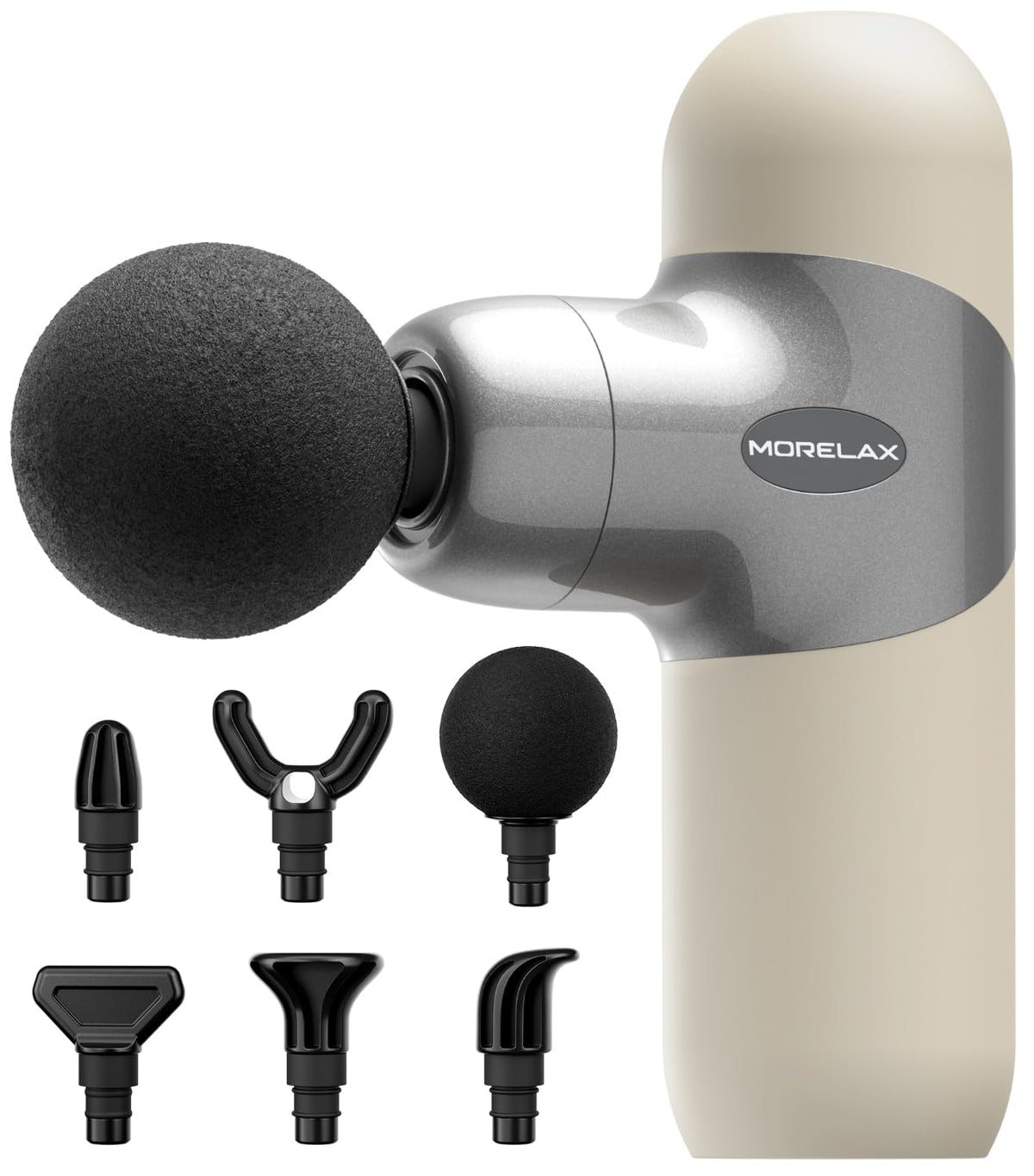 Morelax Mini Massage Gun front view targets deep tissue relief after workouts.