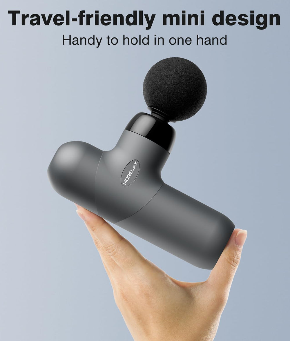 Morelax Mini Massage Gun USB-C charging port for easy on-the-go power.