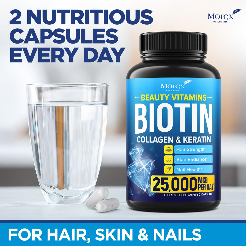 MOREX VITAMINS 60 capsules packaging shows comprehensive hair-skin-nails support