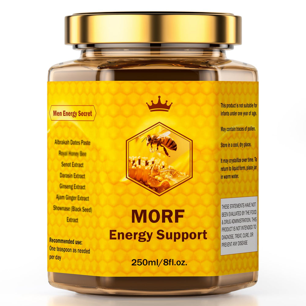MORF Energy Support Ajwa paste jar showing rich color for daily energy