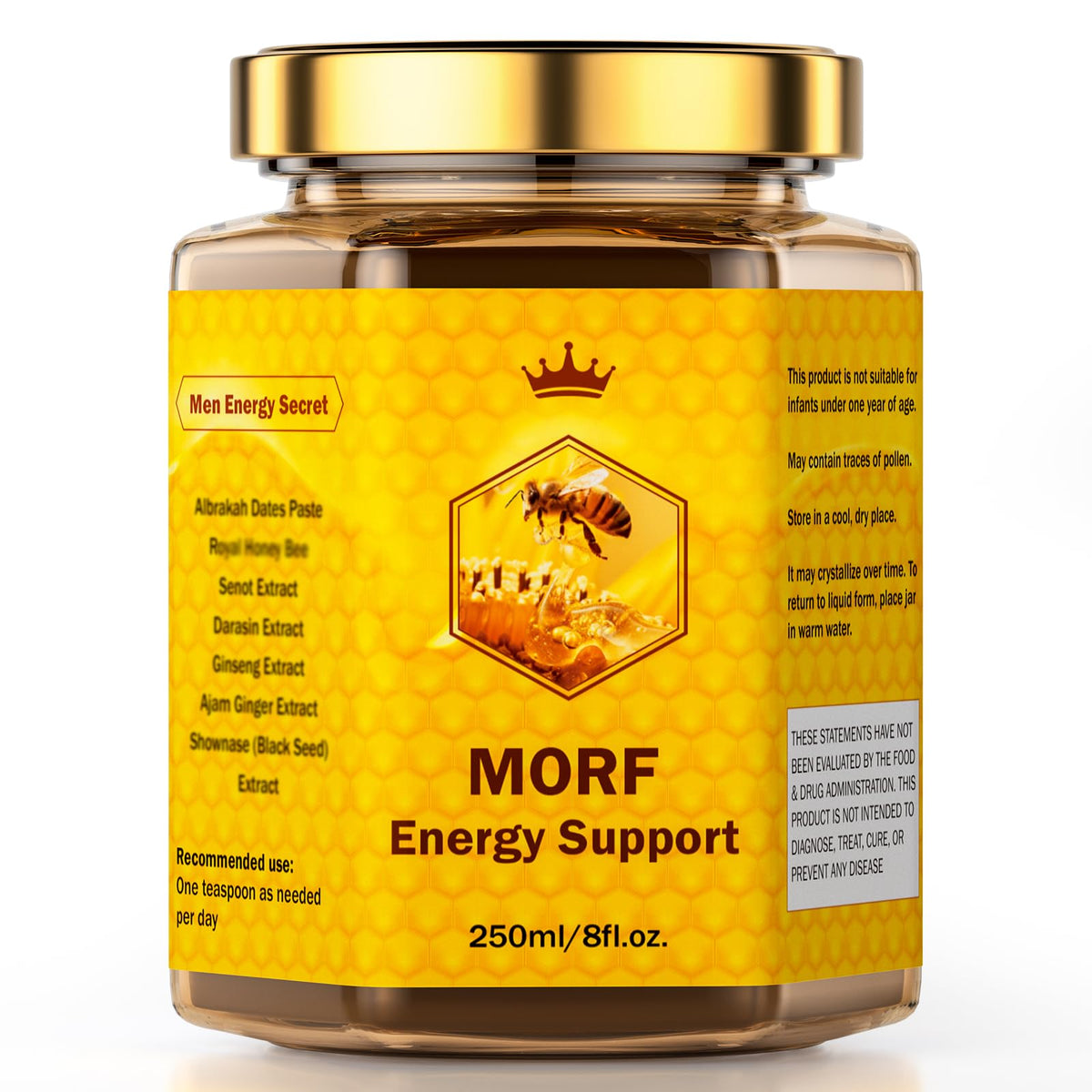 MORF Energy Support Ajwa paste jar showing rich color for daily energy