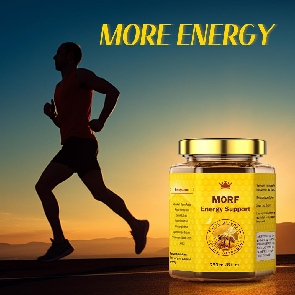 MORF Energy Support date paste jar, smooth texture ideal for adding natural sweetness.