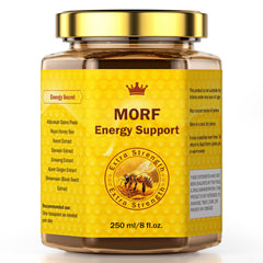 MORF Energy Support Honey Natural Blend jar, creamy texture for quick energy boosts.