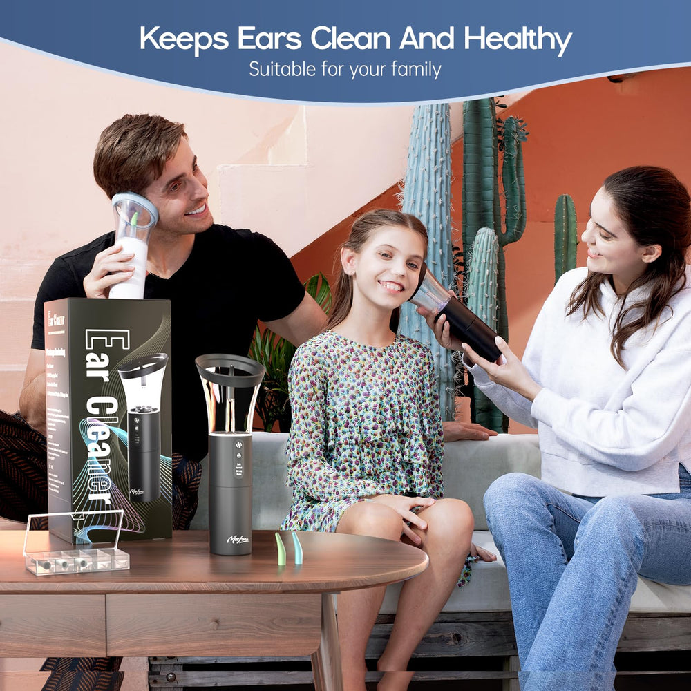 Morfone ear cleaner in home setup with safety light indicators for temperature.