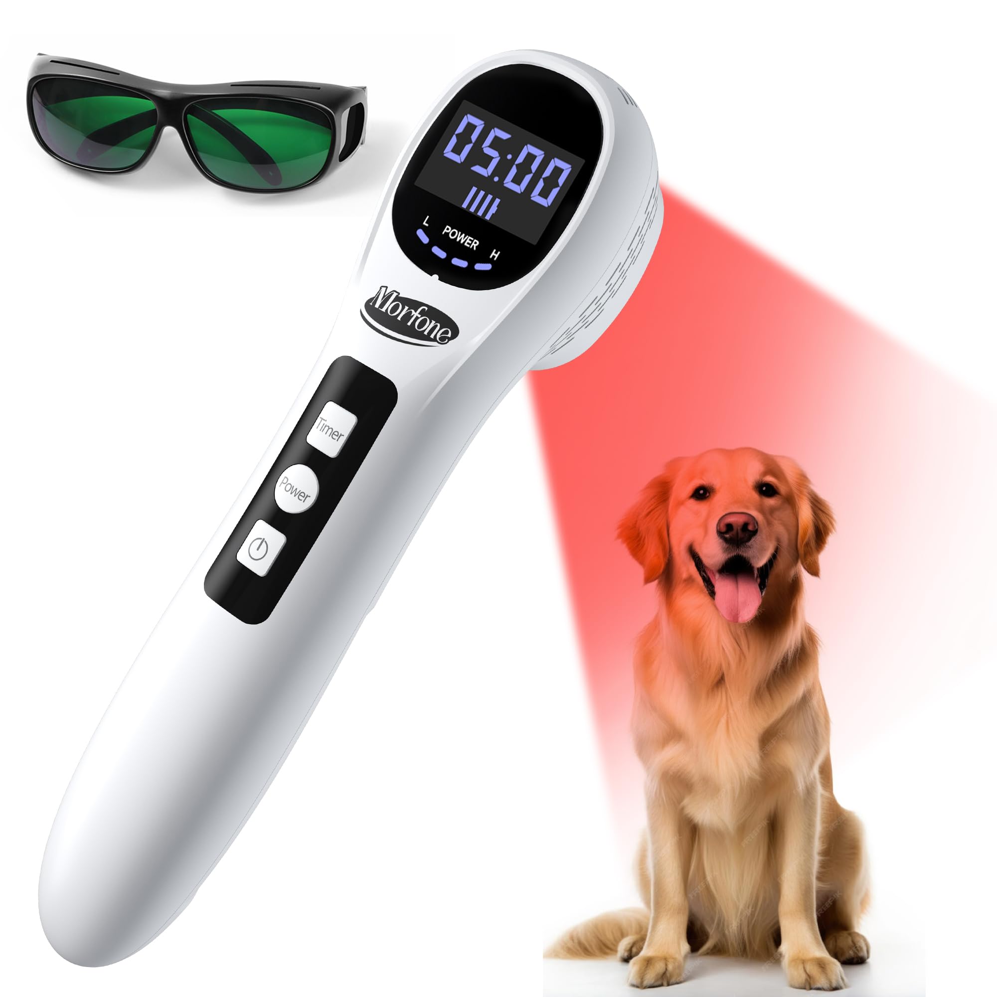 Morfone handheld red-light device front view for convenient at-home sessions.