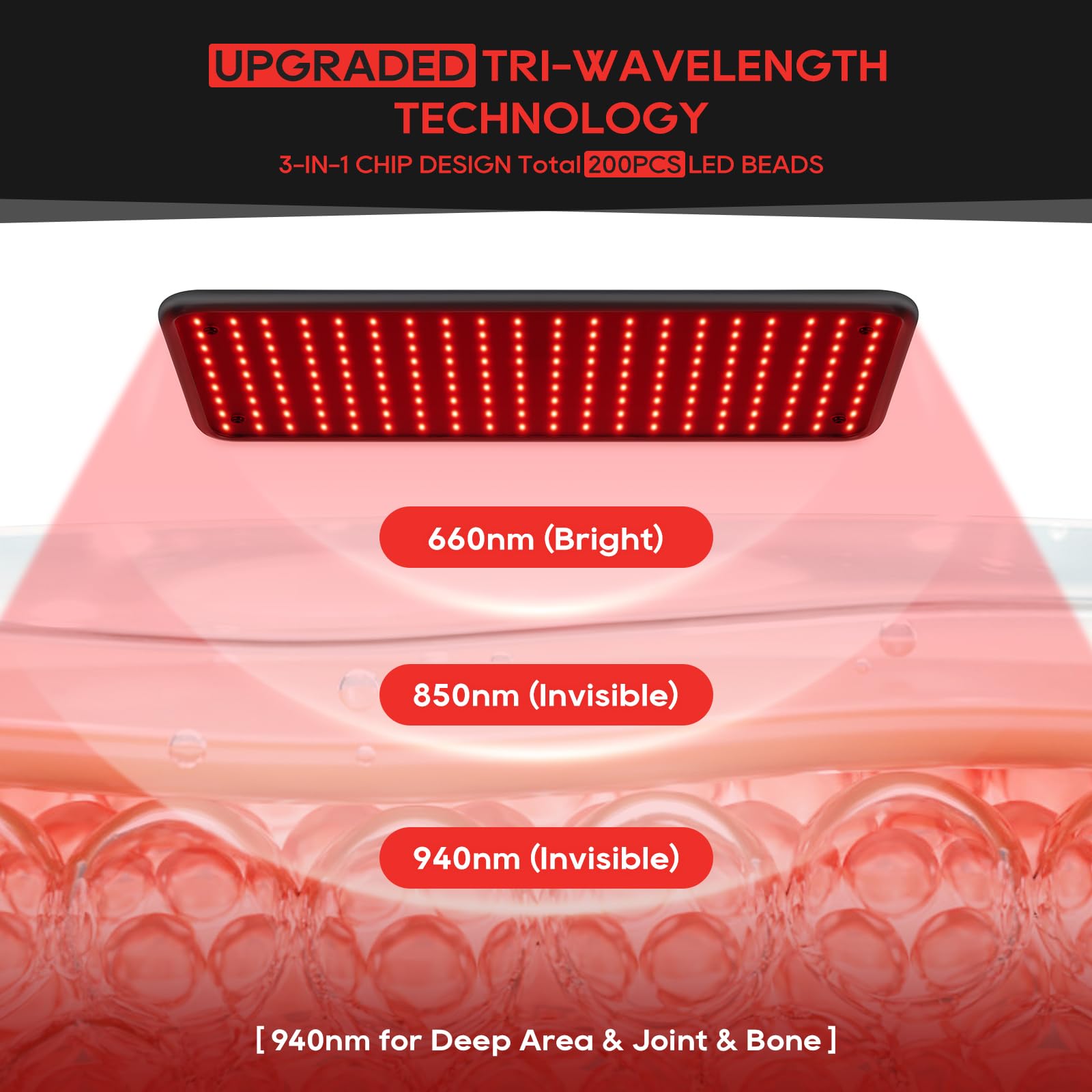 Close-up of Morfone panel targeting the facial area with red light.
