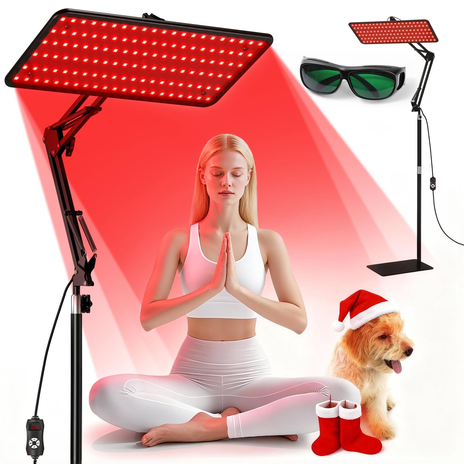 Morfone red light panel front view for at-home skin sessions.