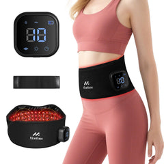Morfone red light therapy belt front view showing portable design for use at home or on the go