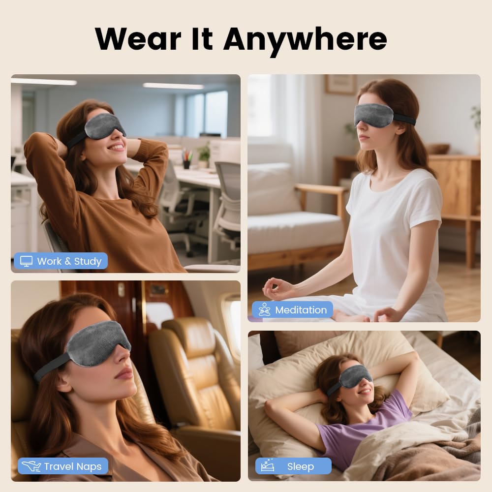 MORLIDEN eye mask worn as sleep mask, blocks light.