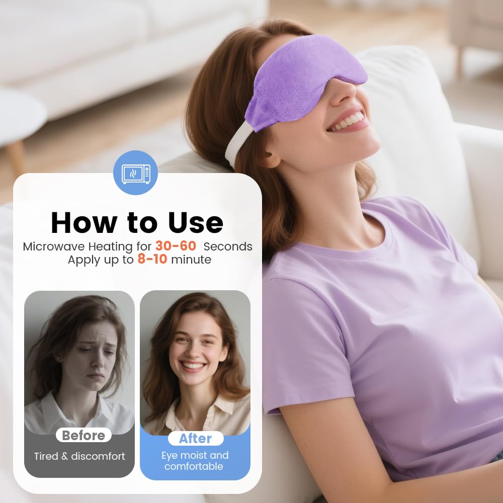 Morliden heated eye mask blocks light for restful sleep.