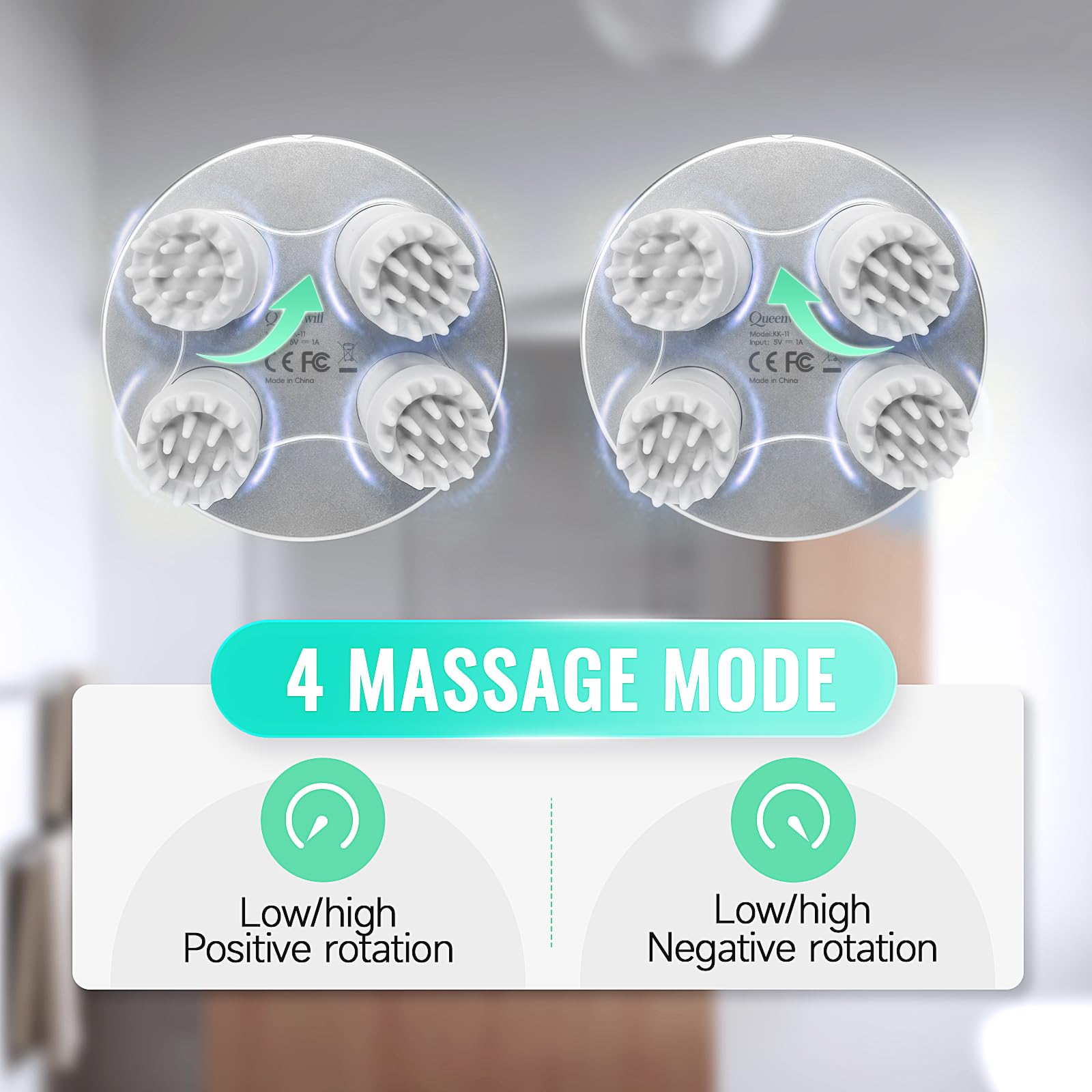 Detachable washable silicone heads simplify cleaning and maintenance.