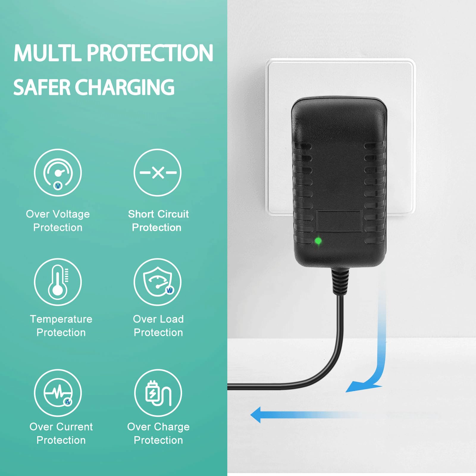 Moroxi charger with 5 ft cord ready for flexible use during workouts