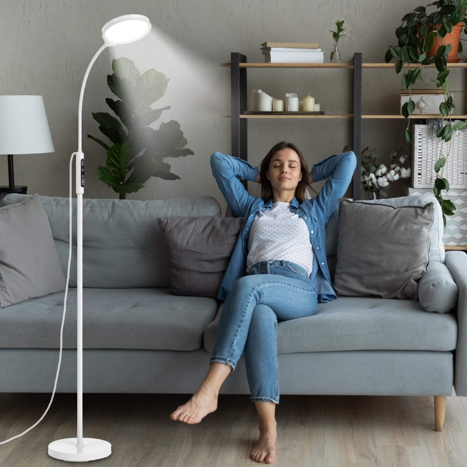 Morpholife light therapy lamp setup with daylight-like illumination for mood and focus.