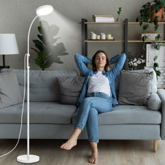 Morpholife light therapy lamp setup with daylight-like illumination for mood and focus.