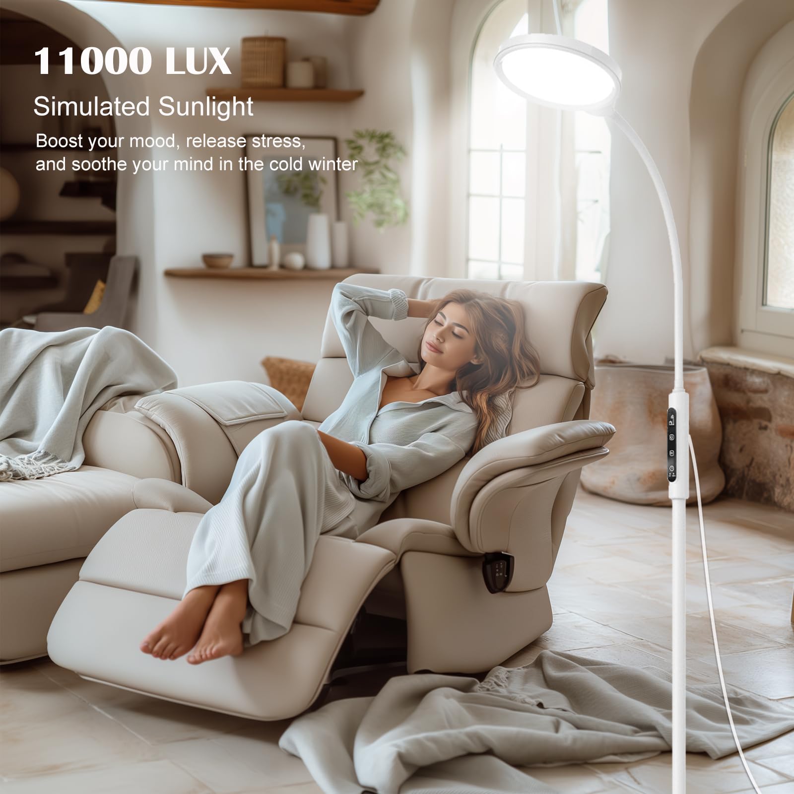 Morpholife uv-free full-spectrum lamp ensuring safe, glare-free light on cloudy days.