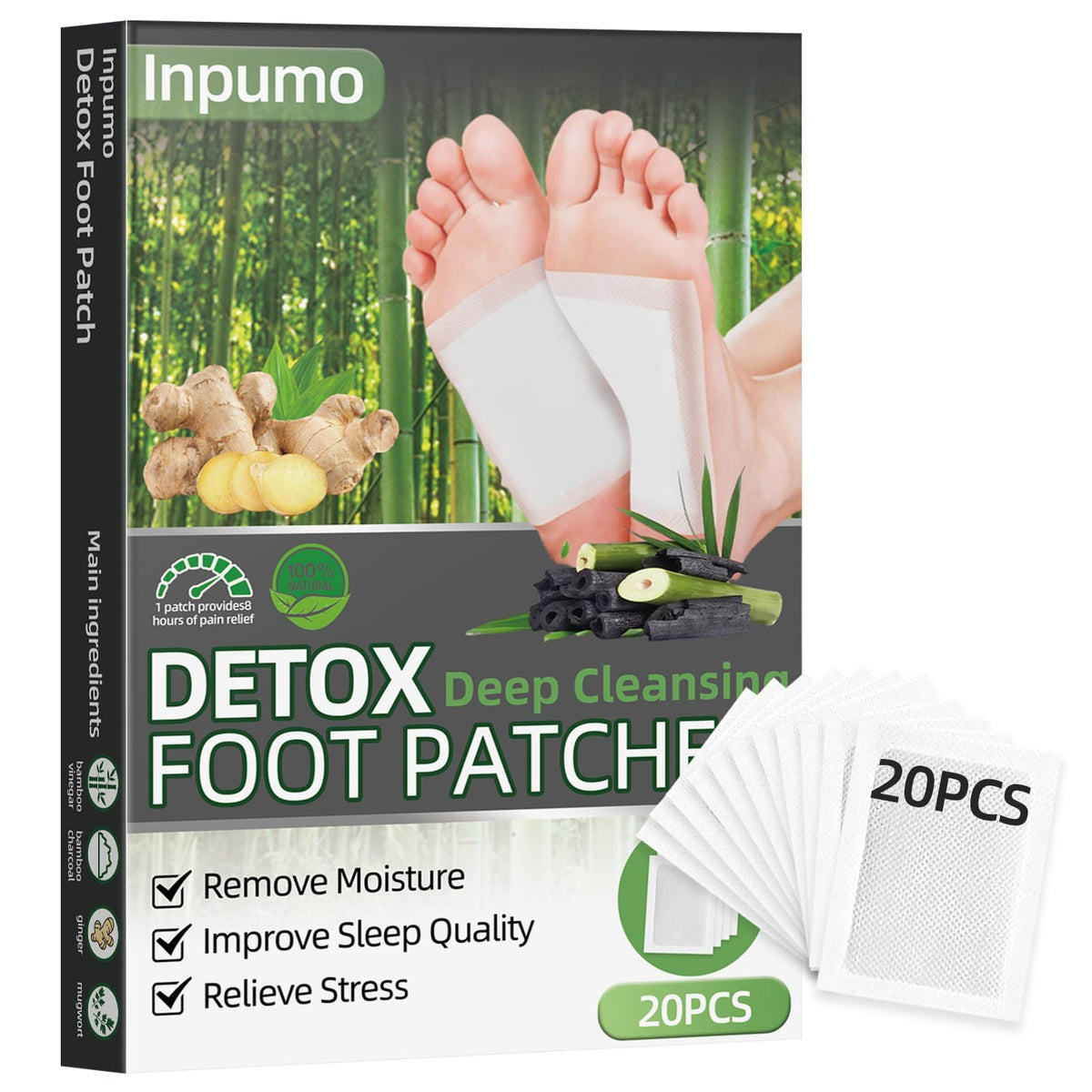 Mosconly Foot Patches packaging display promoting natural relaxation routine
