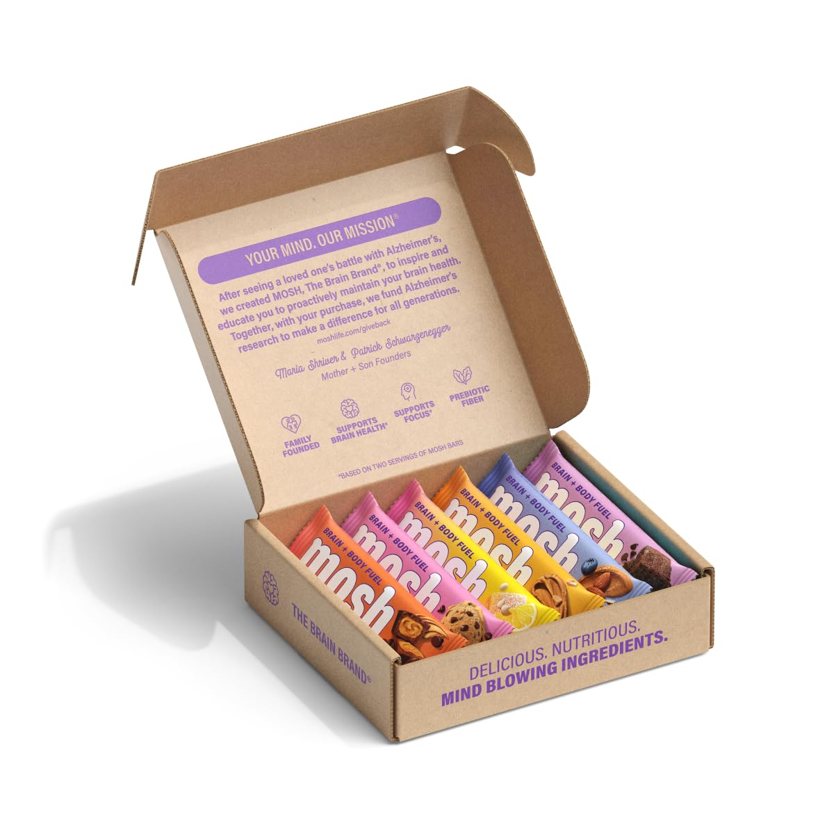 MOSH bar Cognizin nutrition close-up shows 125mg Cognizin per bar.