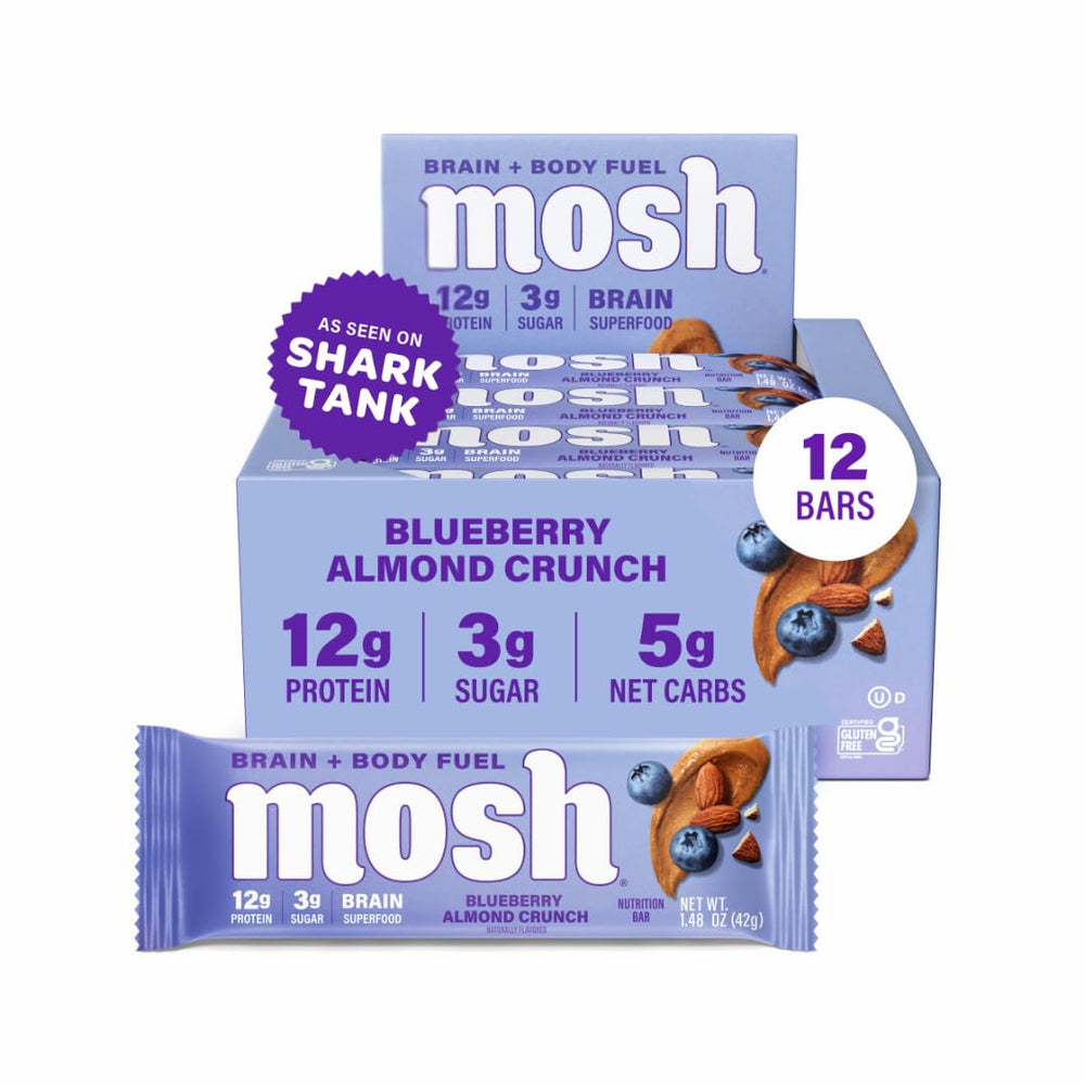 MOSH Blueberry Almond Crunch pack shot, ideal on-the-go keto snack