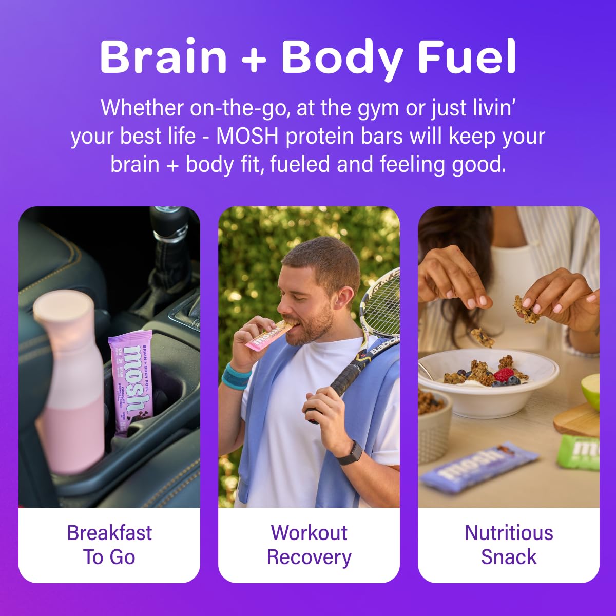 MOSH lemon white chocolate keto bar ingredients include whey protein and almond flour