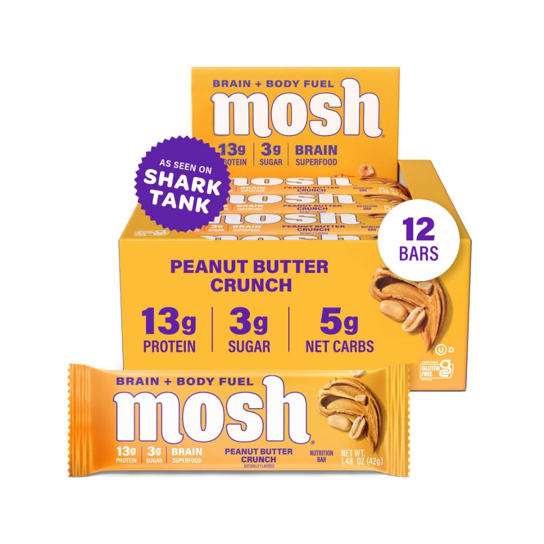 MOSH peanut butter crunch bar pack with Cognizin for steady energy