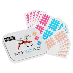 Moskinto original patch pack closeup shows vibrant colors ready for quick itch relief on the go