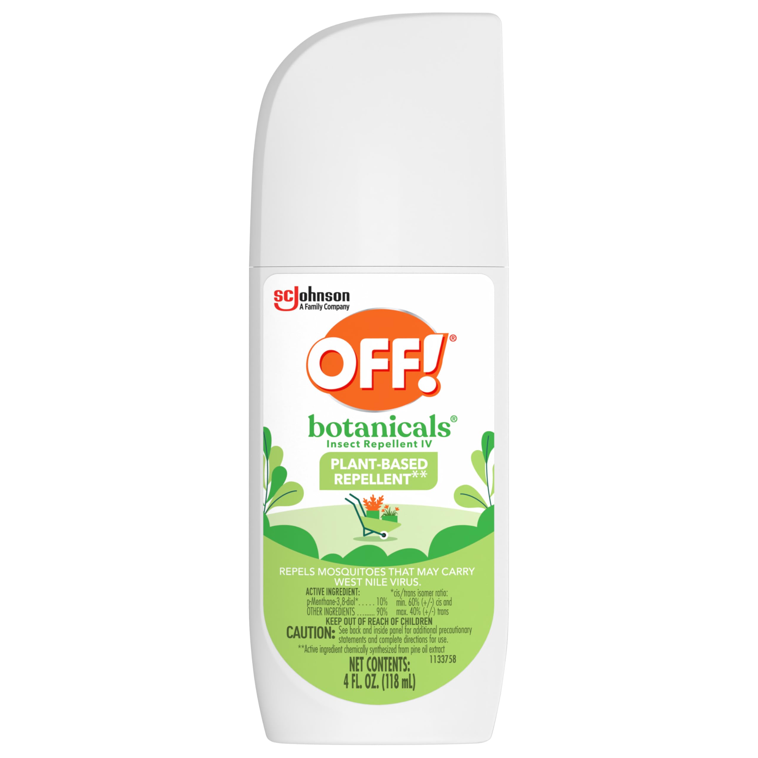 Close-up of OFF! Botanicals repellent protecting against mosquitoes.