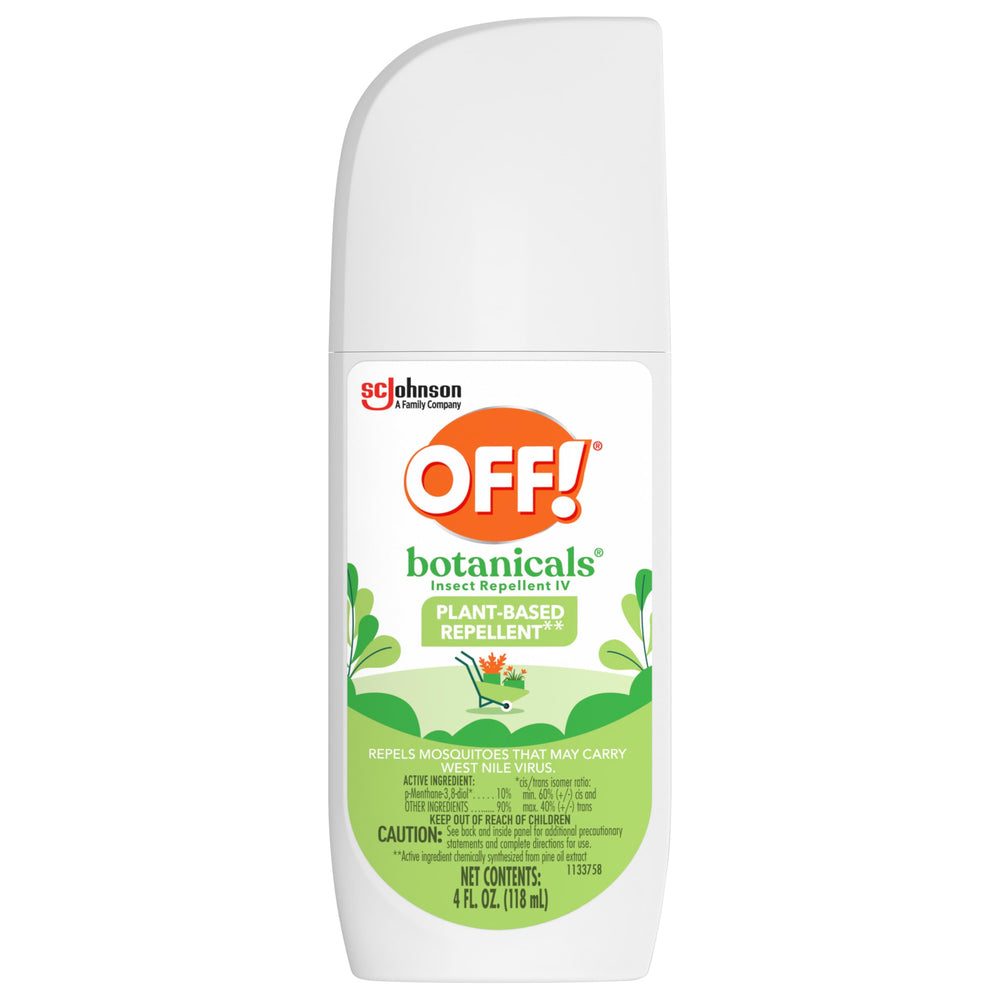 Close-up of OFF! Botanicals repellent protecting against mosquitoes.