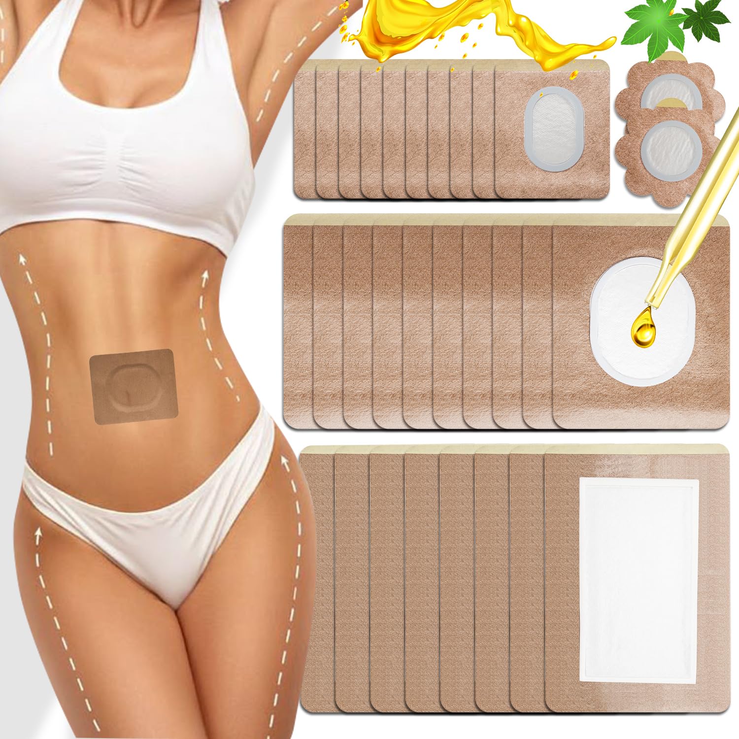 MOTEFOUS castor oil pack wrap patch close-up, absorbent cotton core and leak protection.