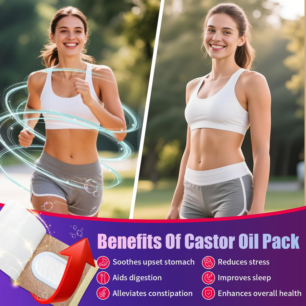 MOTEFOUS castor oil pack wrap patch during yoga shows flexible self-adhesive wear.