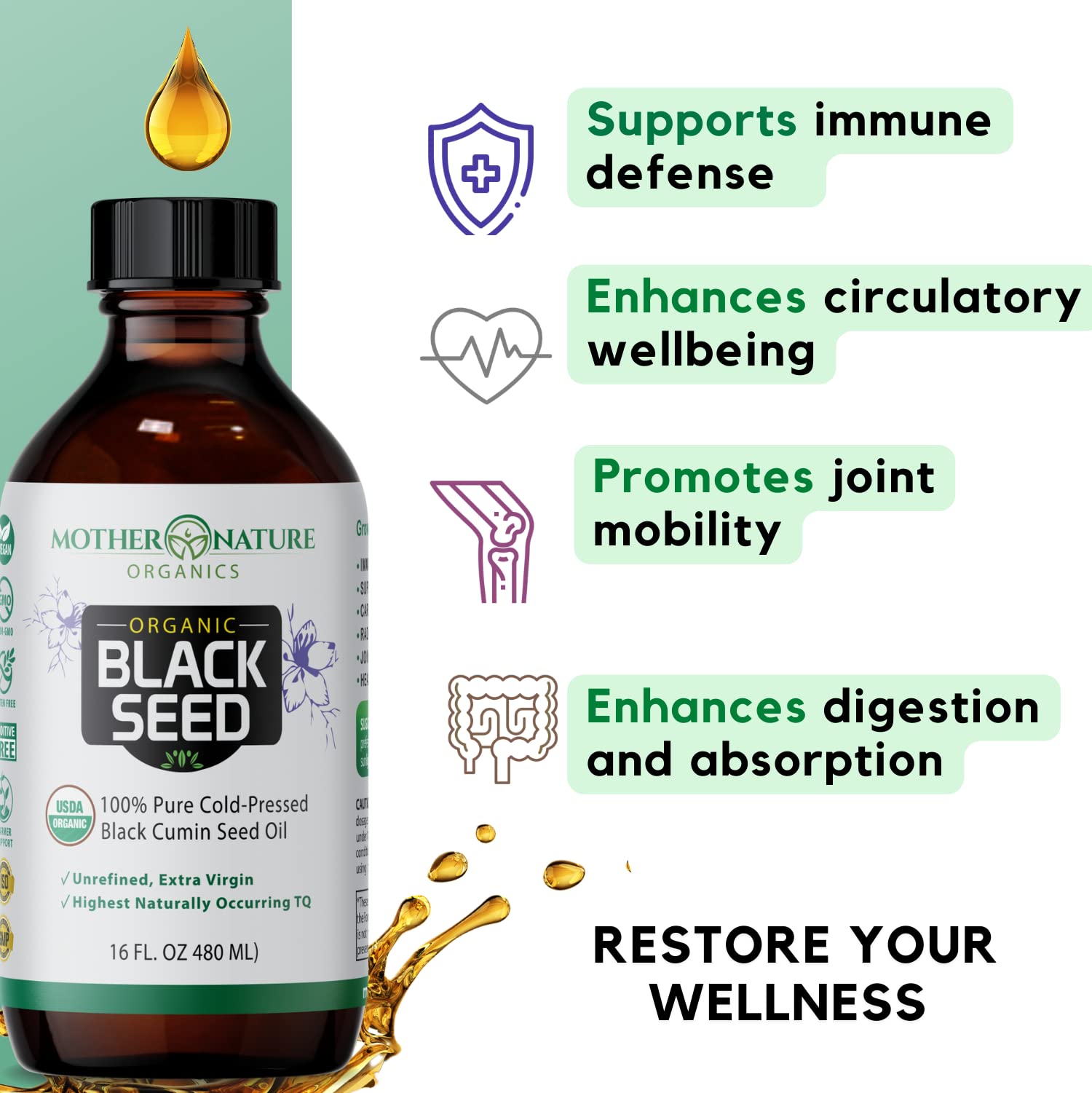 Mother Nature Organics Black Seed Oil hair-care use supports scalp nourishment
